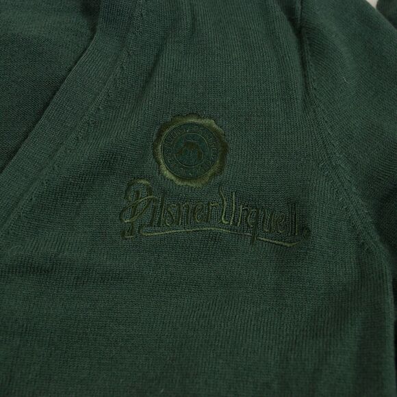 Pilsner Urquell 100% Wool Green Elbow Patch Cardigan Sweater Unisex Sz M - Picture 4 of 13